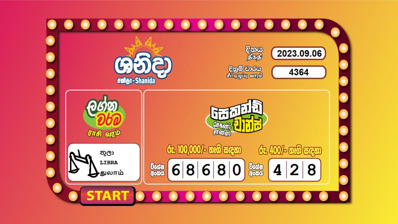 Saturday Fortune 4364 Special
                        Draw Numbers