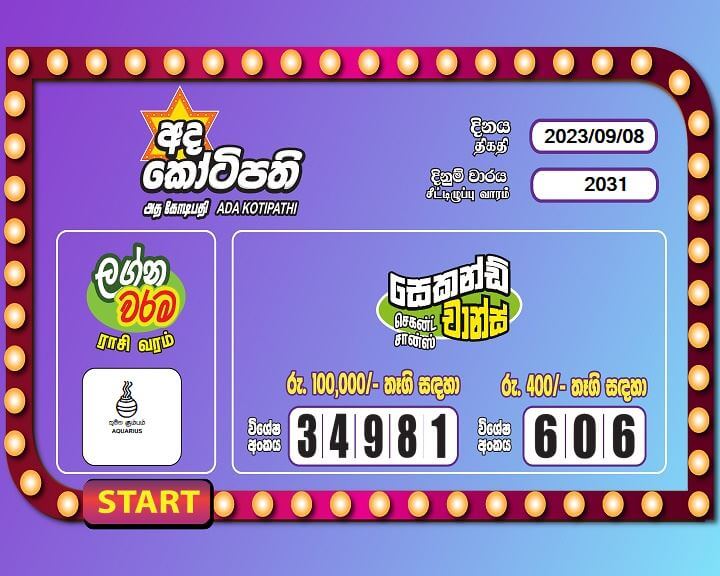 Ada Kotipathi 2031 Special
                        Draw Numbers