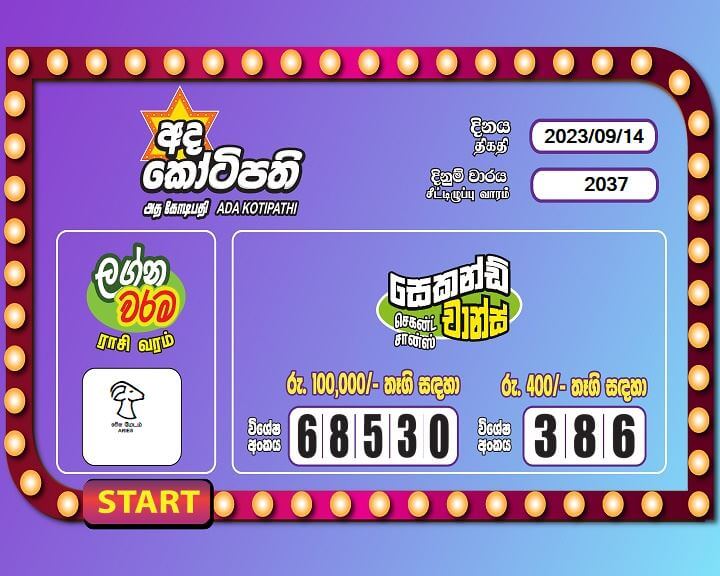Ada Kotipathi 2037 Special
                        Draw Numbers