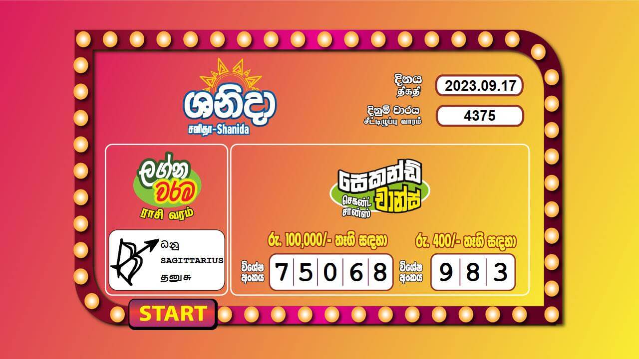 Saturday Fortune 4375 Special
                        Draw Numbers