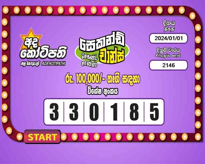 Ada Kotipathi 2146 Special
                        Draw Numbers