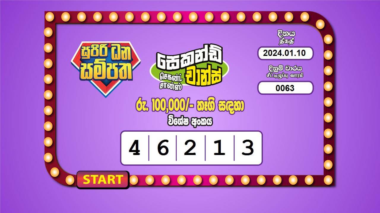 Supiri Dhana Sampatha 63 Special
                        Draw Numbers