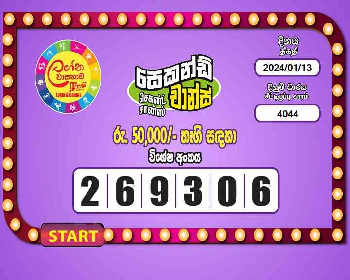 Lagna Wasana 4044 Special
                        Draw Numbers