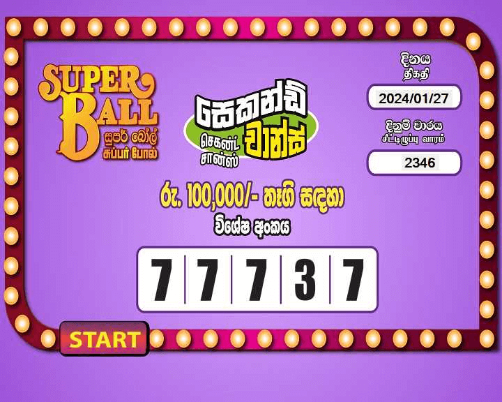 Super Ball 2346 Special
                        Draw Numbers