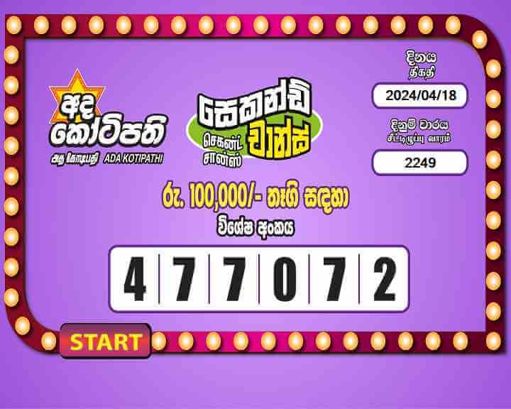 Ada Kotipathi 2249 Special
                        Draw Numbers