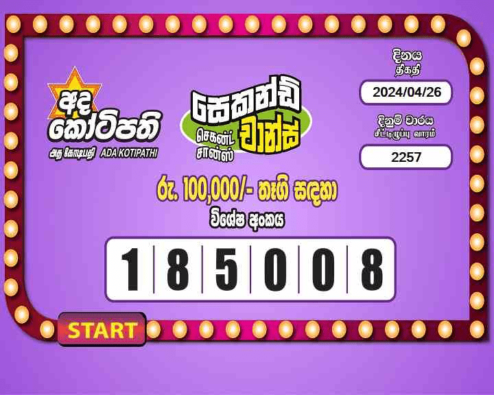 Ada Kotipathi 2257 Special
                        Draw Numbers