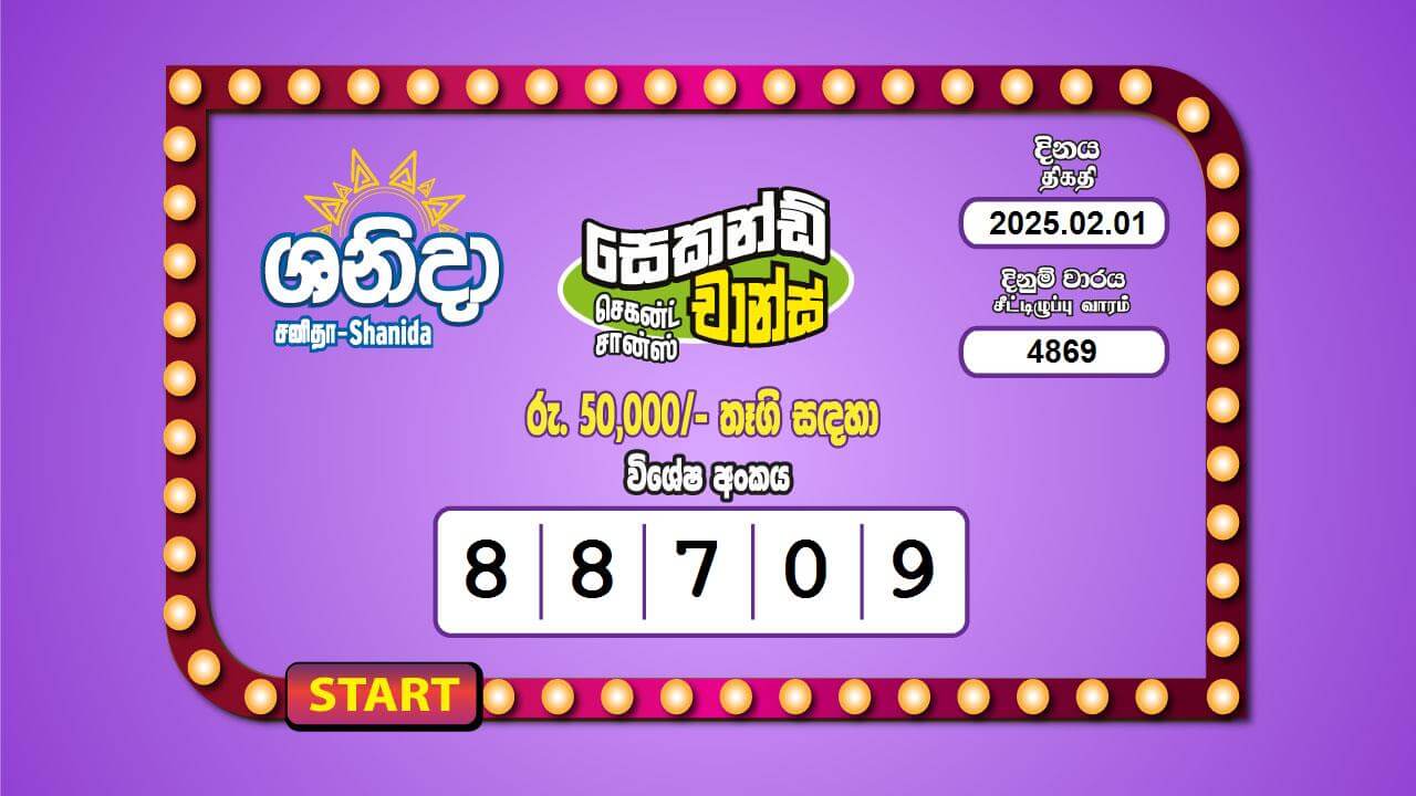 Saturday Fortune 4869 Special
                        Draw Numbers