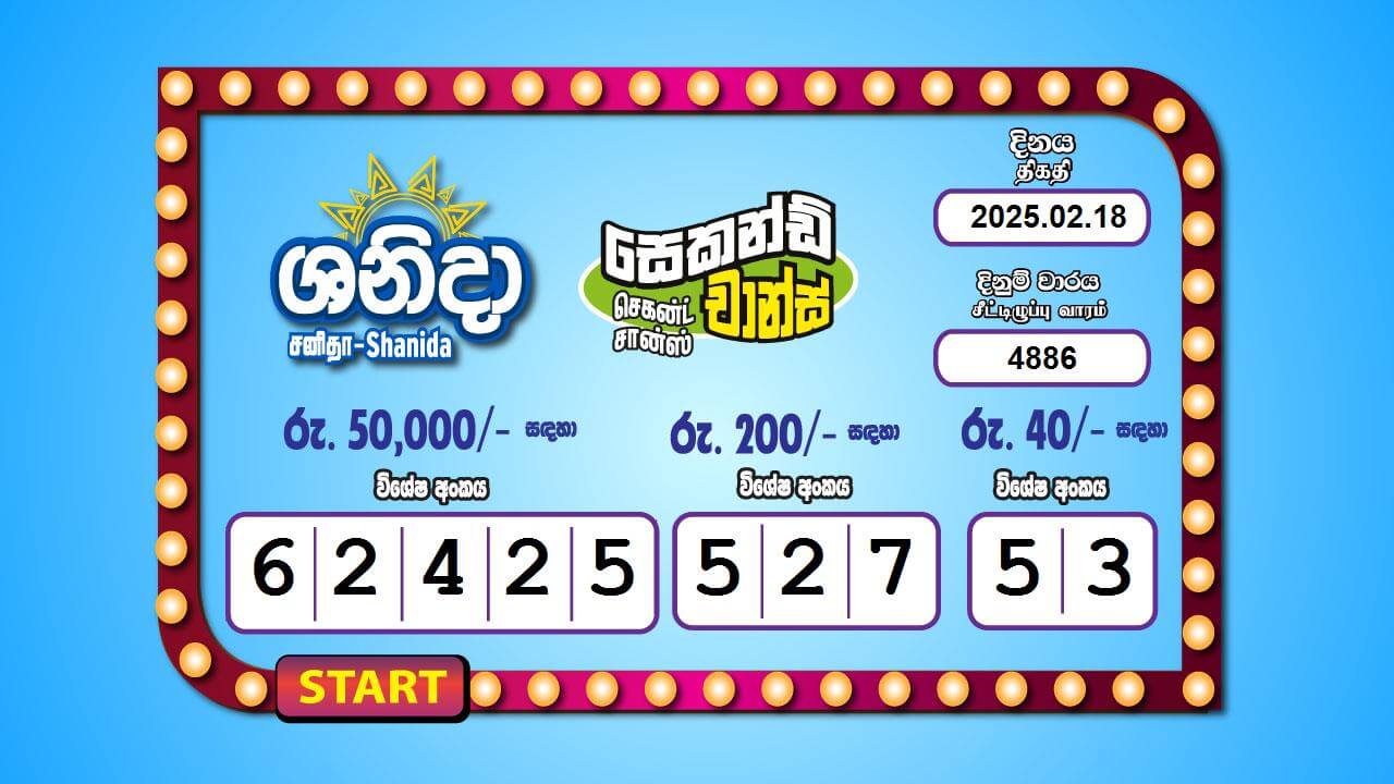 Saturday Fortune 4886 Special
                        Draw Numbers