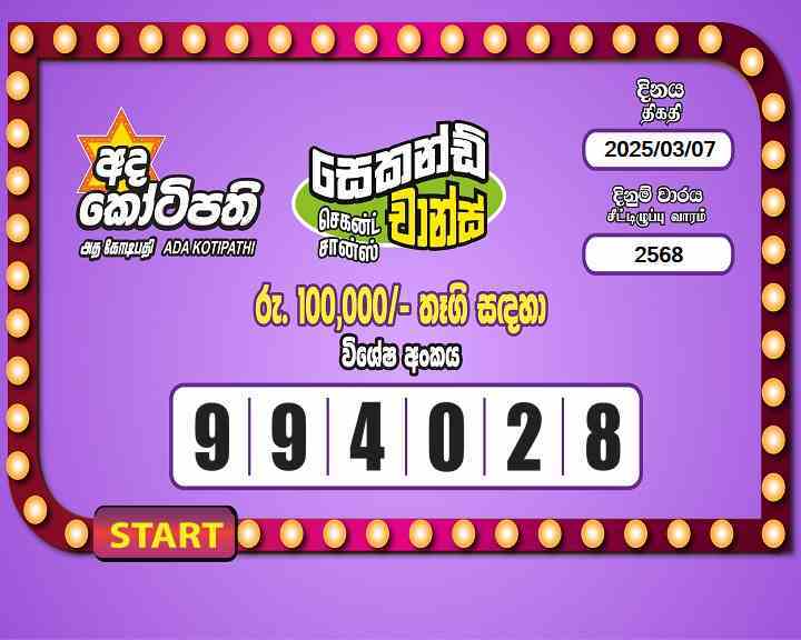 Ada Kotipathi 2568 Special
                        Draw Numbers