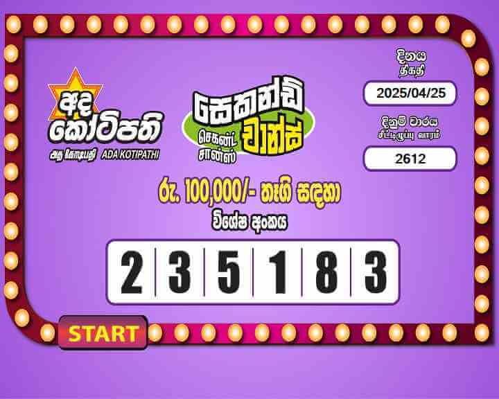 Ada Kotipathi 2612 Special
                        Draw Numbers