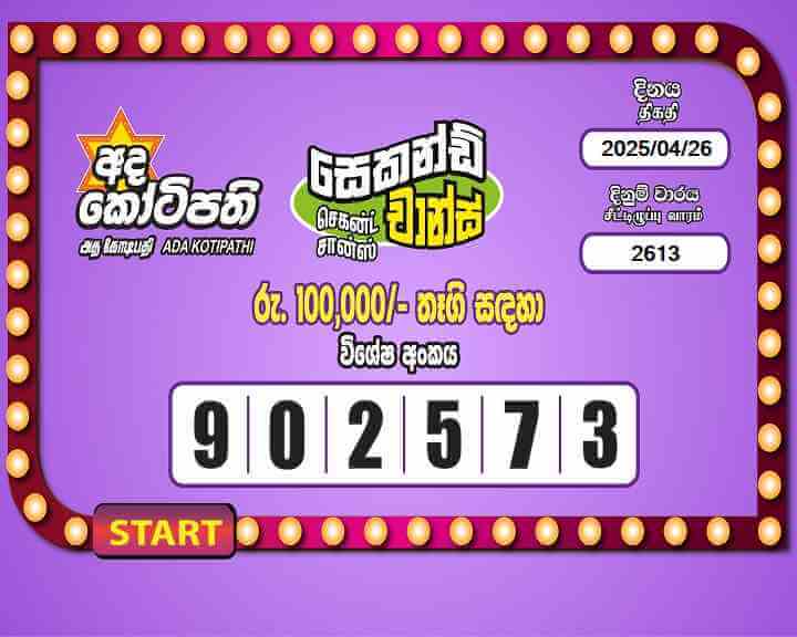 Ada Kotipathi 2613 Special
                        Draw Numbers