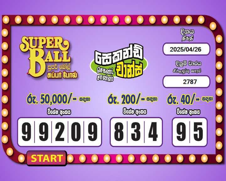 Super Ball 2787 Special
                        Draw Numbers