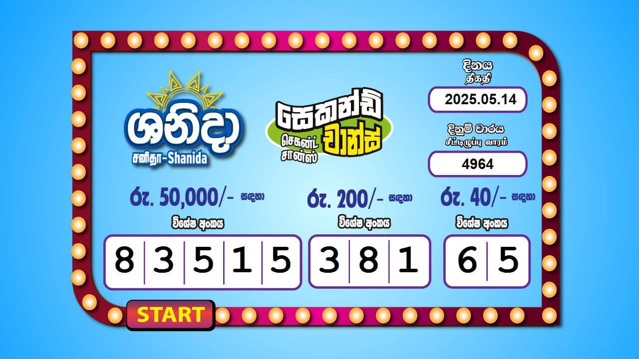 Saturday Fortune 4964 Special
                        Draw Numbers