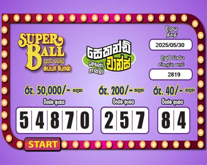 Super Ball 2819 Special
                        Draw Numbers