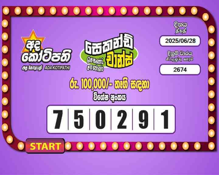 Ada Kotipathi 2674 Special
                        Draw Numbers