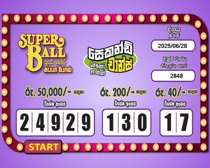 Super Ball 2848 Special
                        Draw Numbers