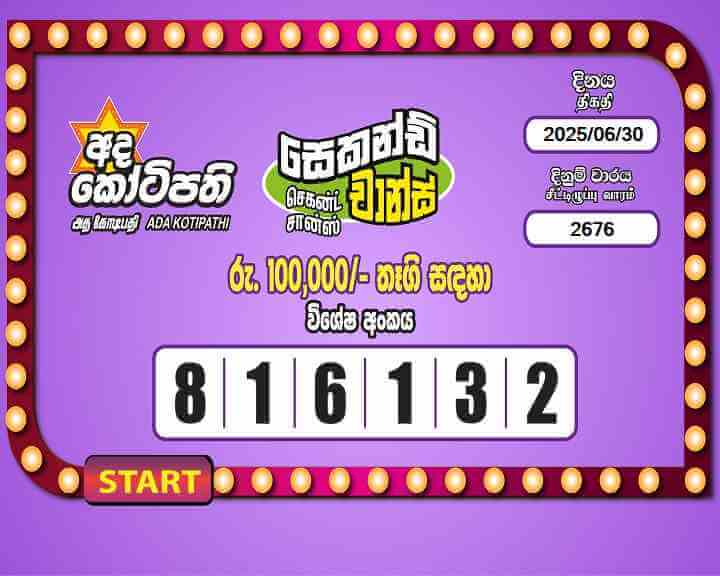 Ada Kotipathi 2676 Special
                        Draw Numbers