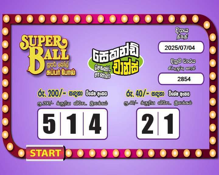 Super Ball 2854 - Super Ball 04-07-2025 Lottery Results