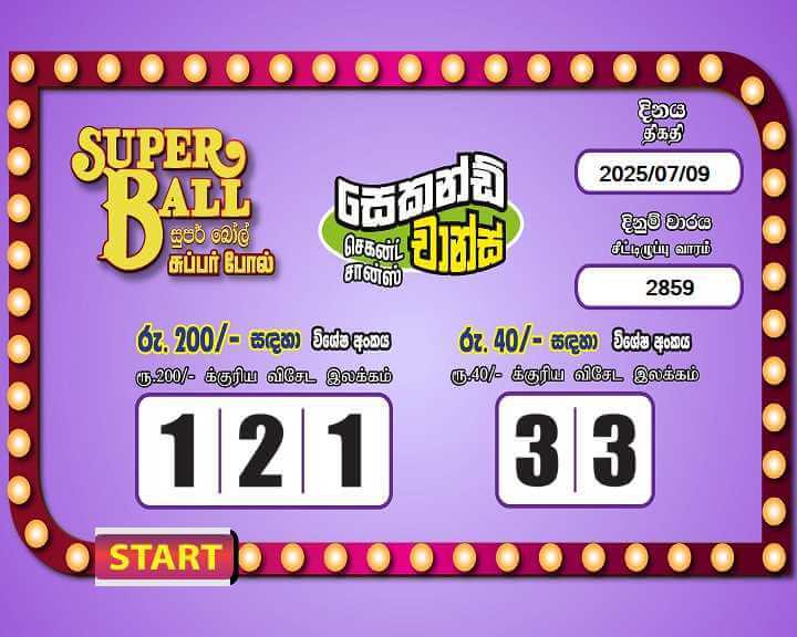 Super Ball 2859 Special
                        Draw Numbers