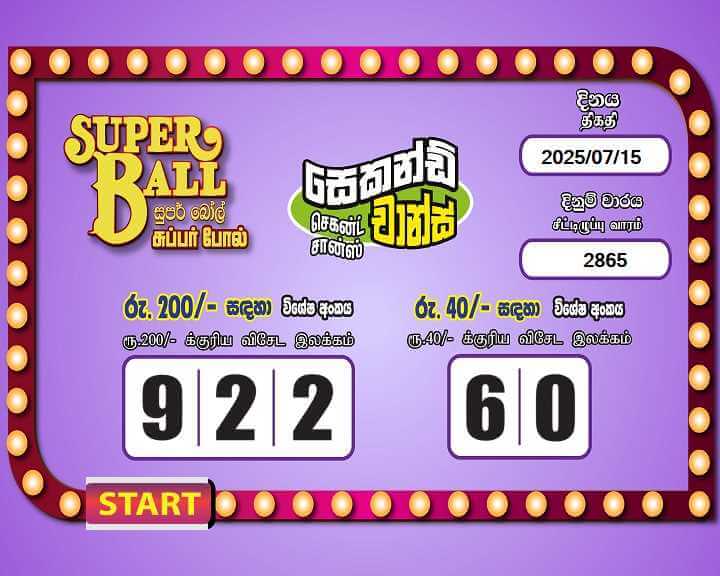 Super Ball 2865 Special
                        Draw Numbers