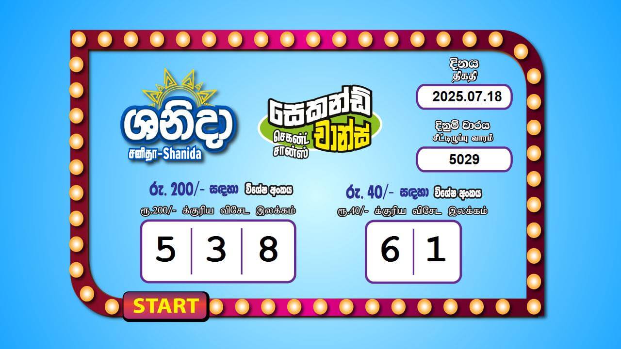 Saturday Fortune 5029 Special
                        Draw Numbers