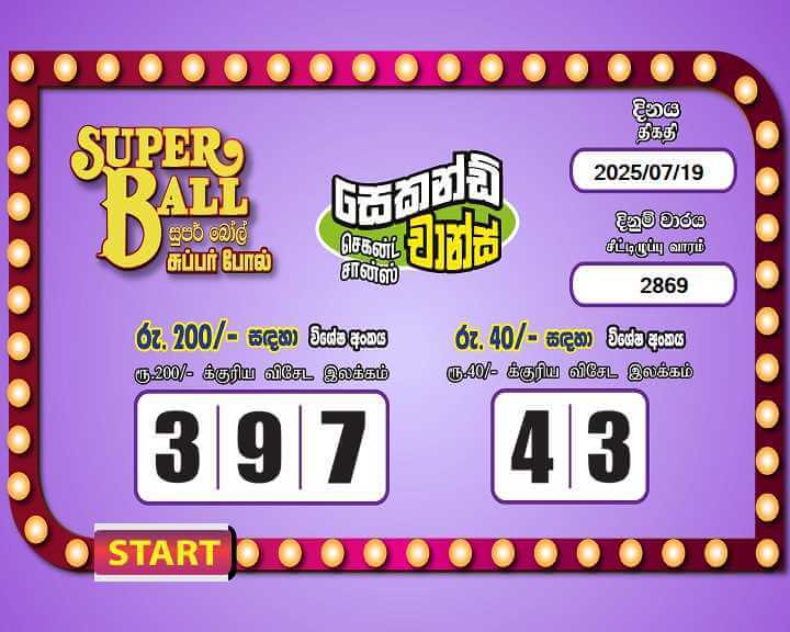 Super Ball 2869 Special
                        Draw Numbers