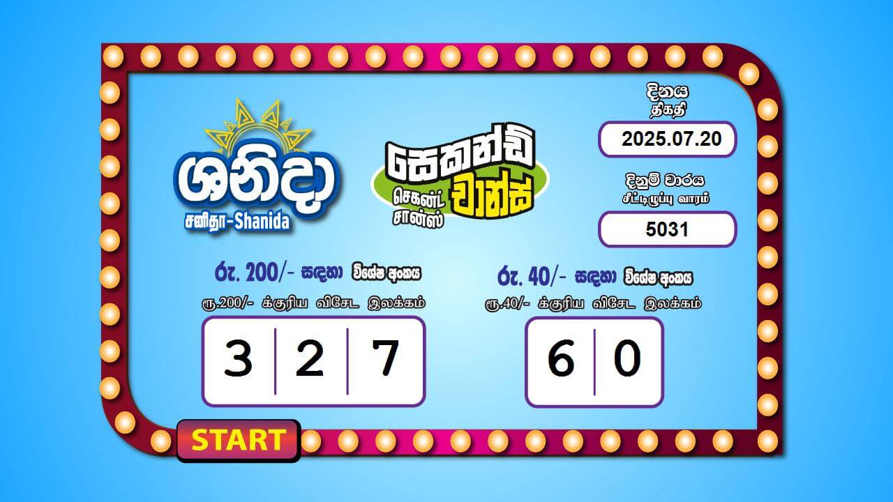 Saturday Fortune 5031 Special
                        Draw Numbers