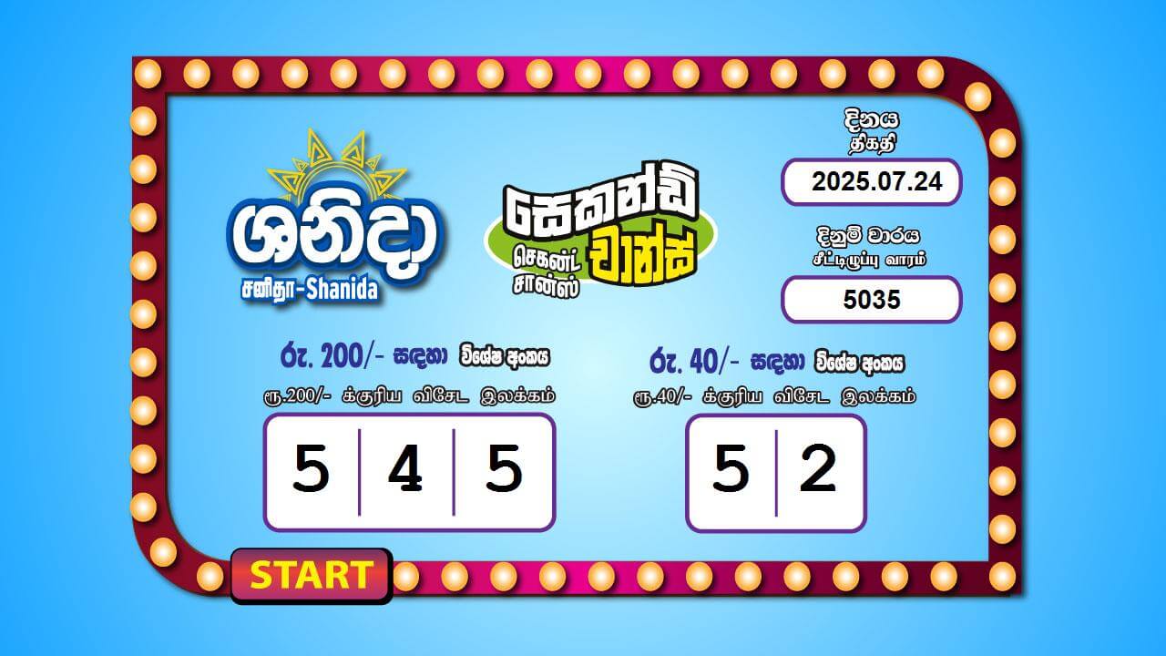 Saturday Fortune 5035 Special
                        Draw Numbers