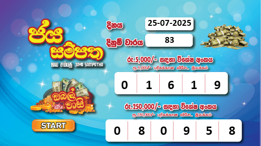 Jaya Sampatha 83 Special
                        Draw Numbers