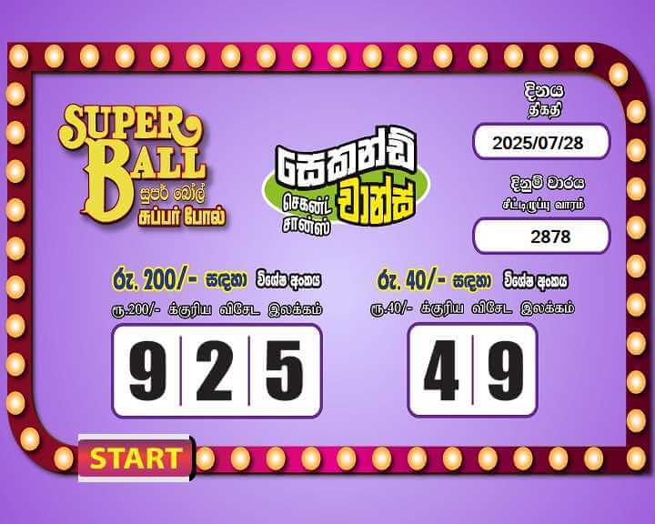 Super Ball 2878 Special
                        Draw Numbers