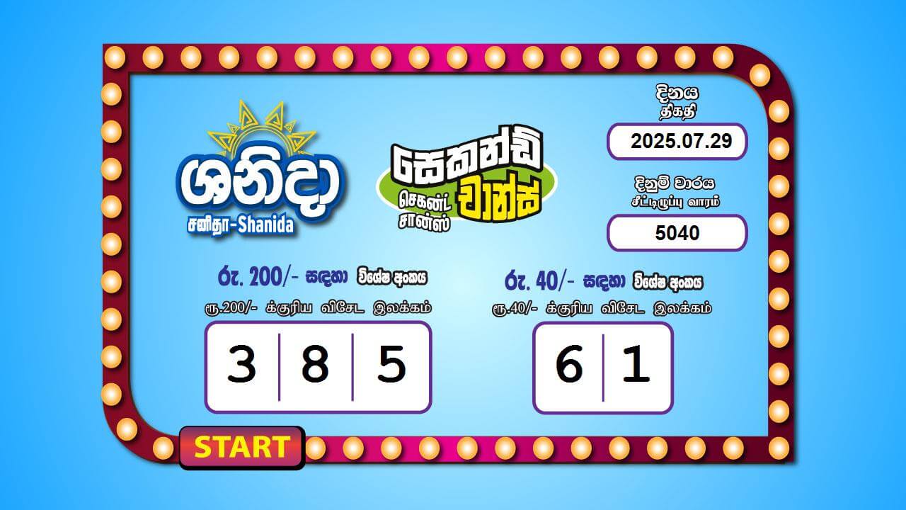Saturday Fortune 5040 Special
                        Draw Numbers