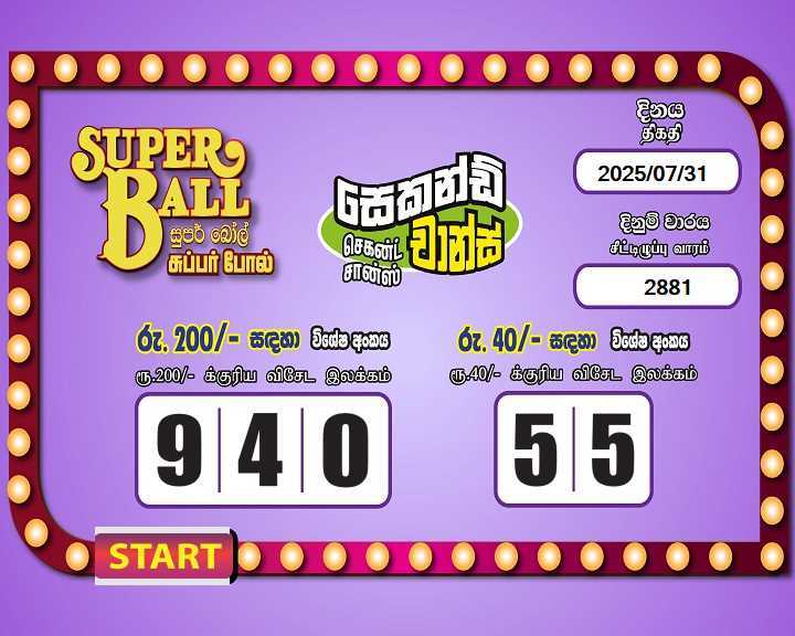 Super Ball 2881 Special
                        Draw Numbers