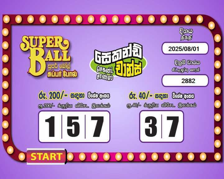 Super Ball 2882 Special
                        Draw Numbers