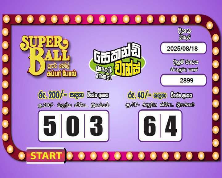 Super Ball 2899 Special
                        Draw Numbers