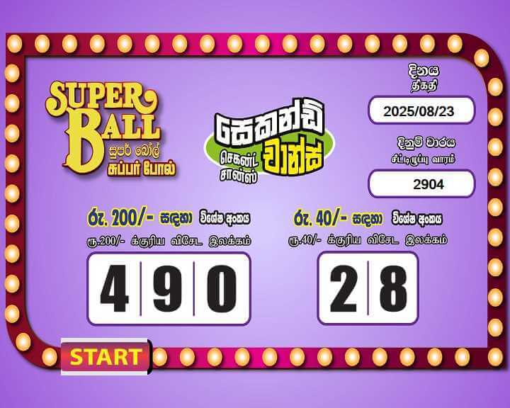 Super Ball 2904 Special
                        Draw Numbers