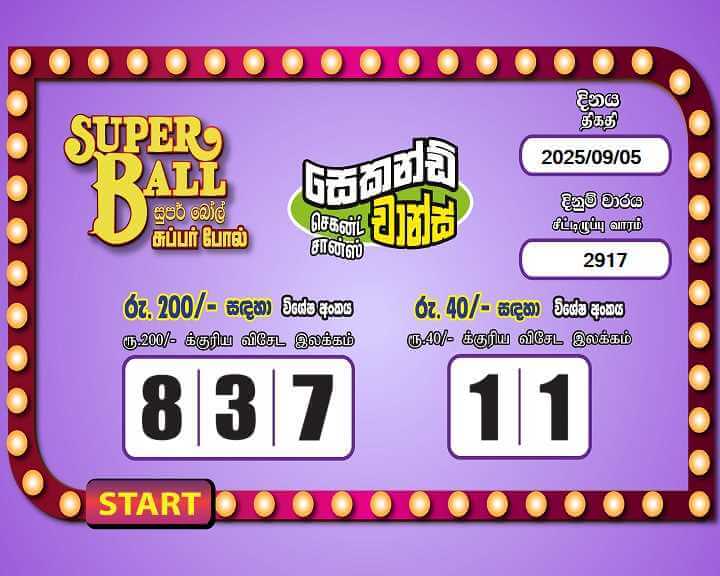 Super Ball 2917 Special
                        Draw Numbers