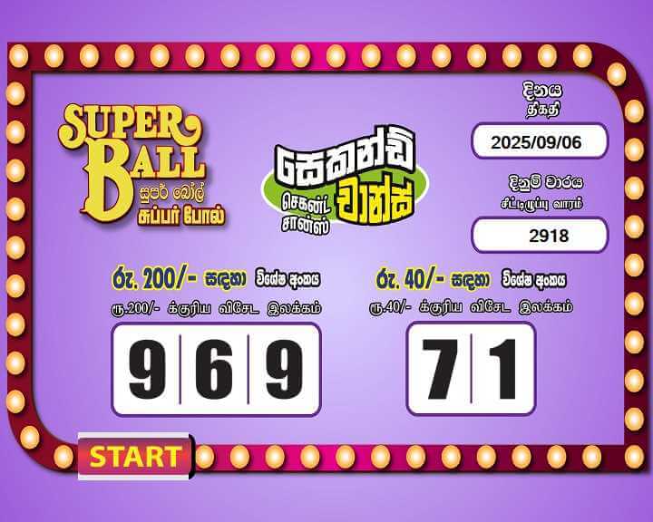 Super Ball 2918 Special
                        Draw Numbers