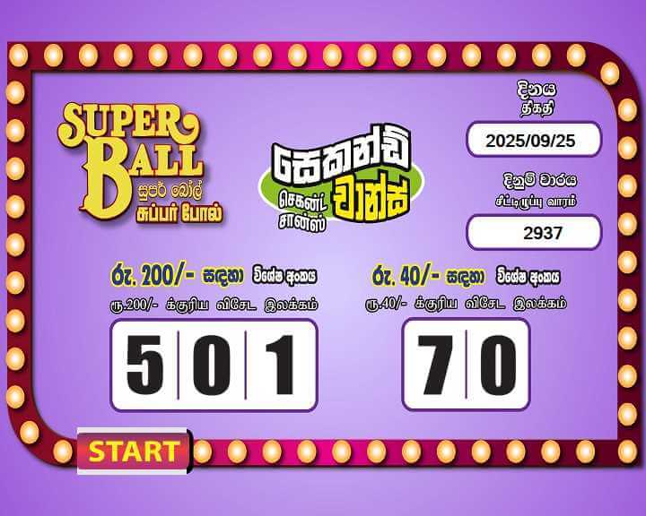 Super Ball 2937 Special
                        Draw Numbers