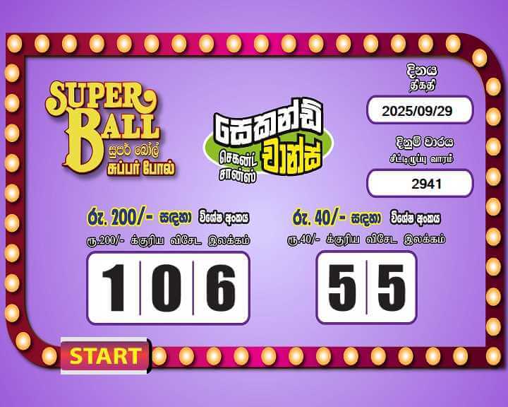 Super Ball 2941 Special
                        Draw Numbers