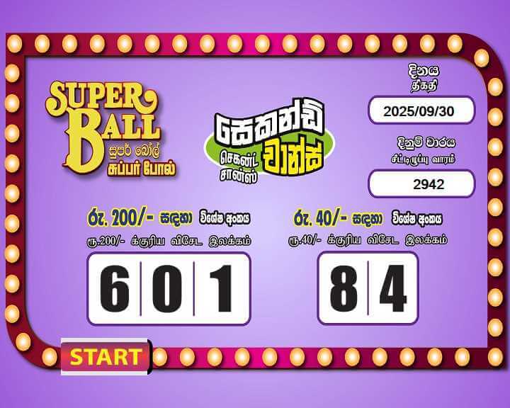 Super Ball 2942 Special
                        Draw Numbers