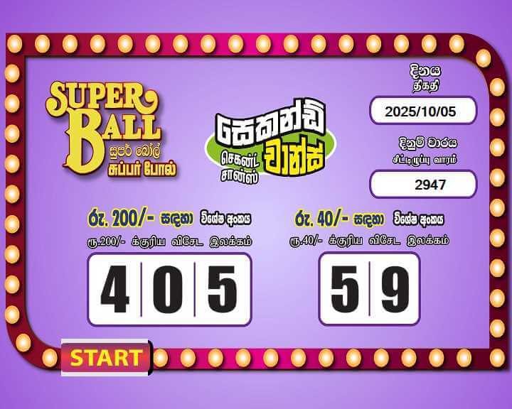 Super Ball 2947 Special
                        Draw Numbers