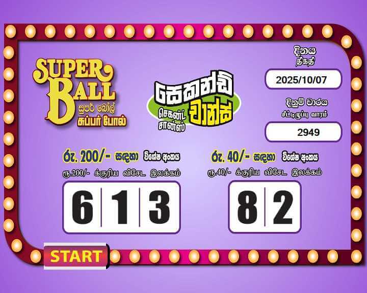 Super Ball 2949 Special
                        Draw Numbers