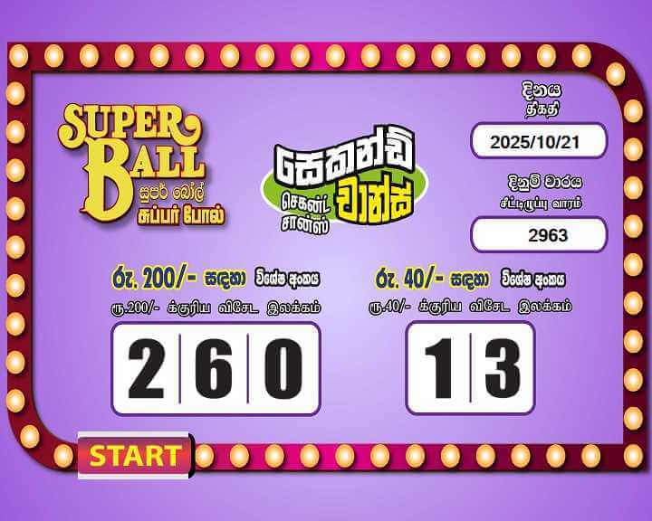 Super Ball 2963 Special
                        Draw Numbers