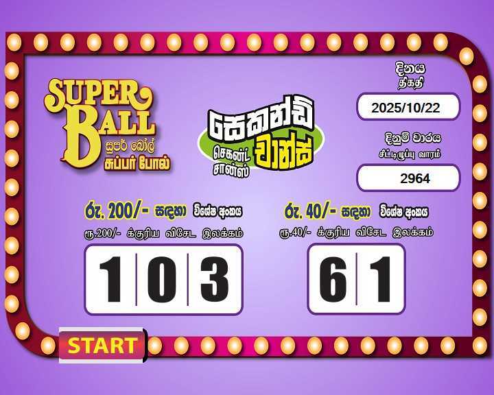 Super Ball 2964 Special
                        Draw Numbers