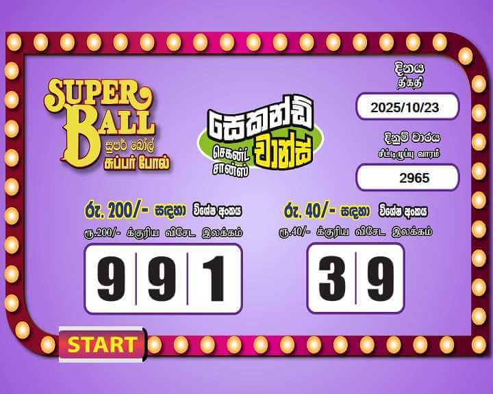 Super Ball 2965 Special
                        Draw Numbers