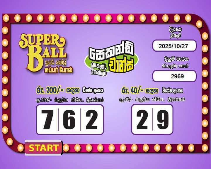 Super Ball 2969 Special
                        Draw Numbers
