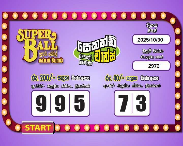 Super Ball 2972 Special
                        Draw Numbers