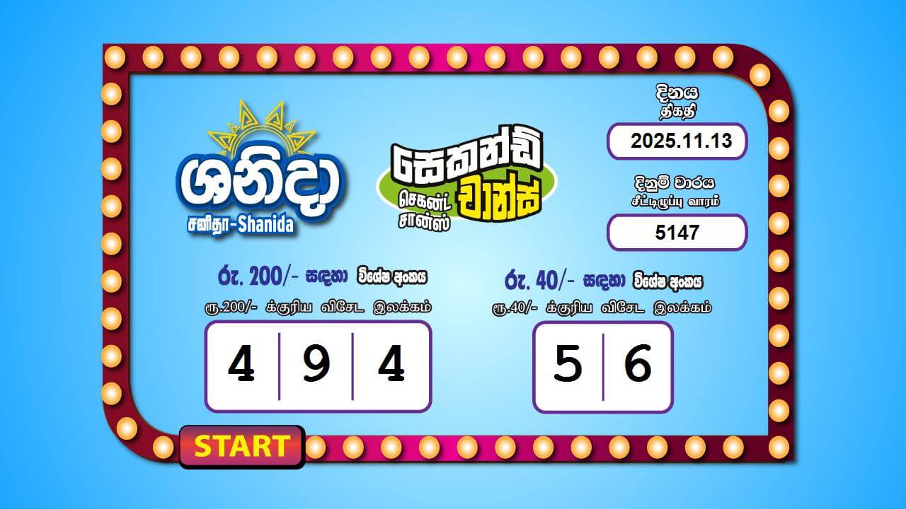 Saturday Fortune 5147 Special
                        Draw Numbers