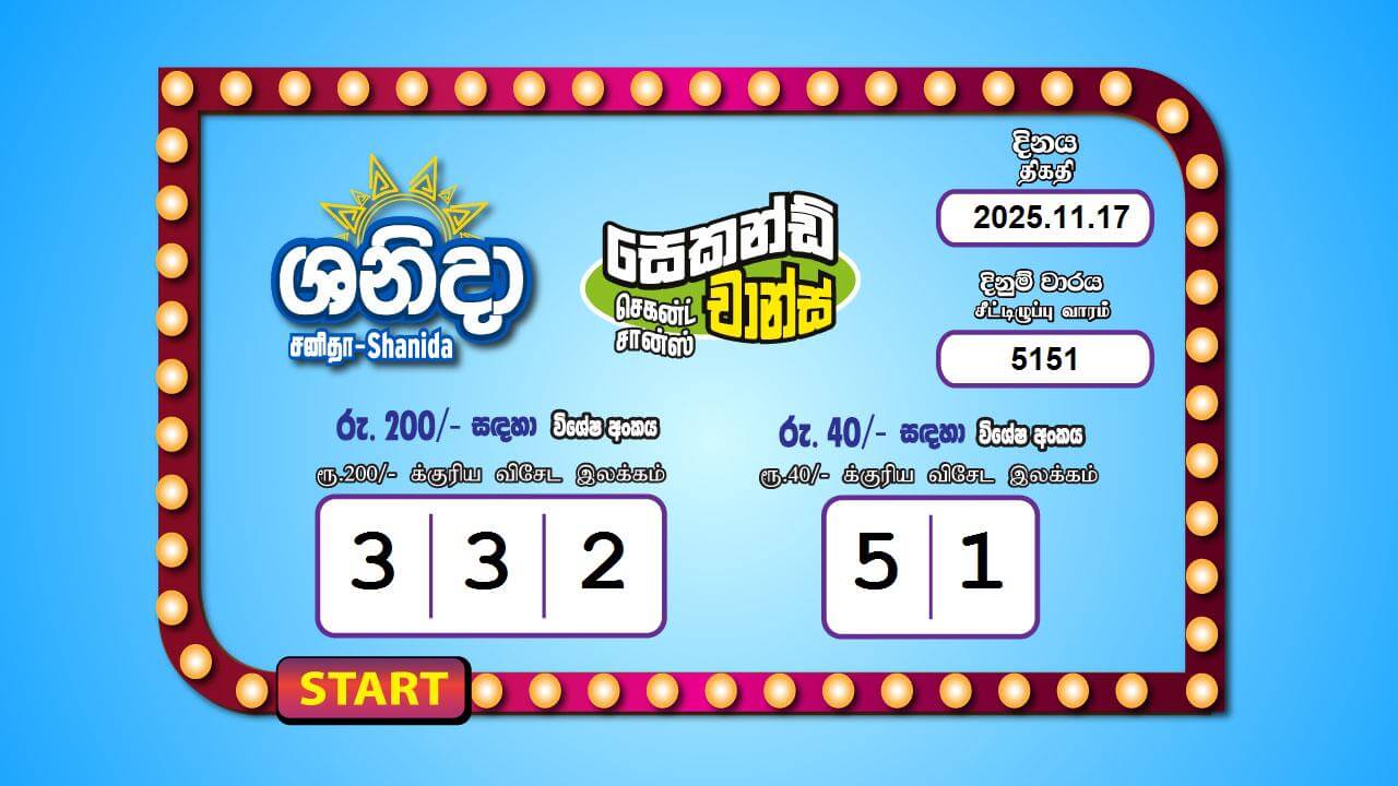 Saturday Fortune 5151 Special
                        Draw Numbers