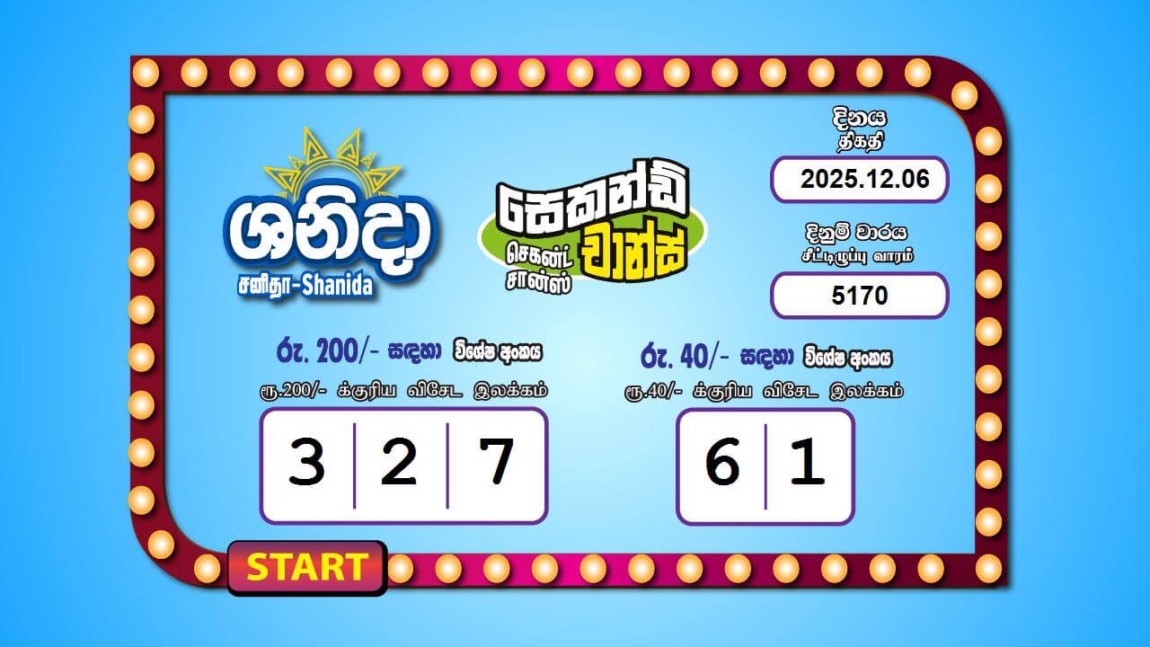 Saturday Fortune 5170 Special
                        Draw Numbers